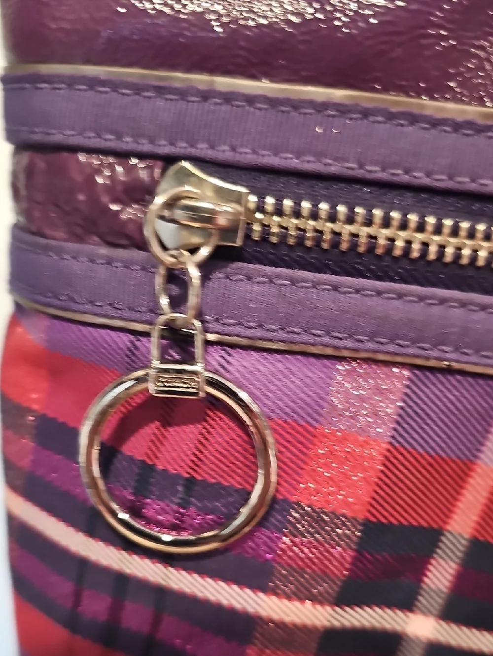Coach Poppy Tartan Glam Large Tote EUC